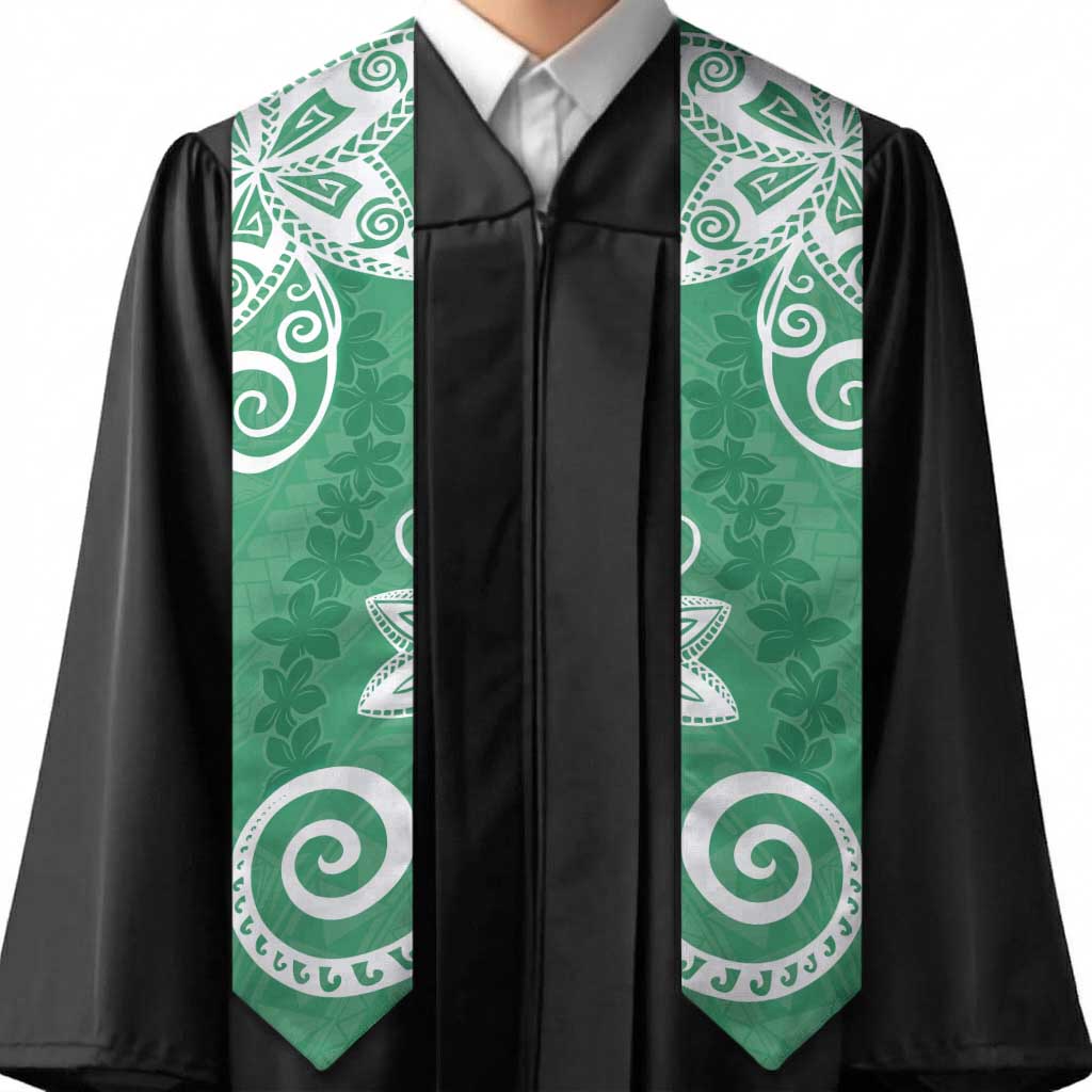 Polynesia Graduation Stole Green Floral Pattern LT05 - Polynesian Pride