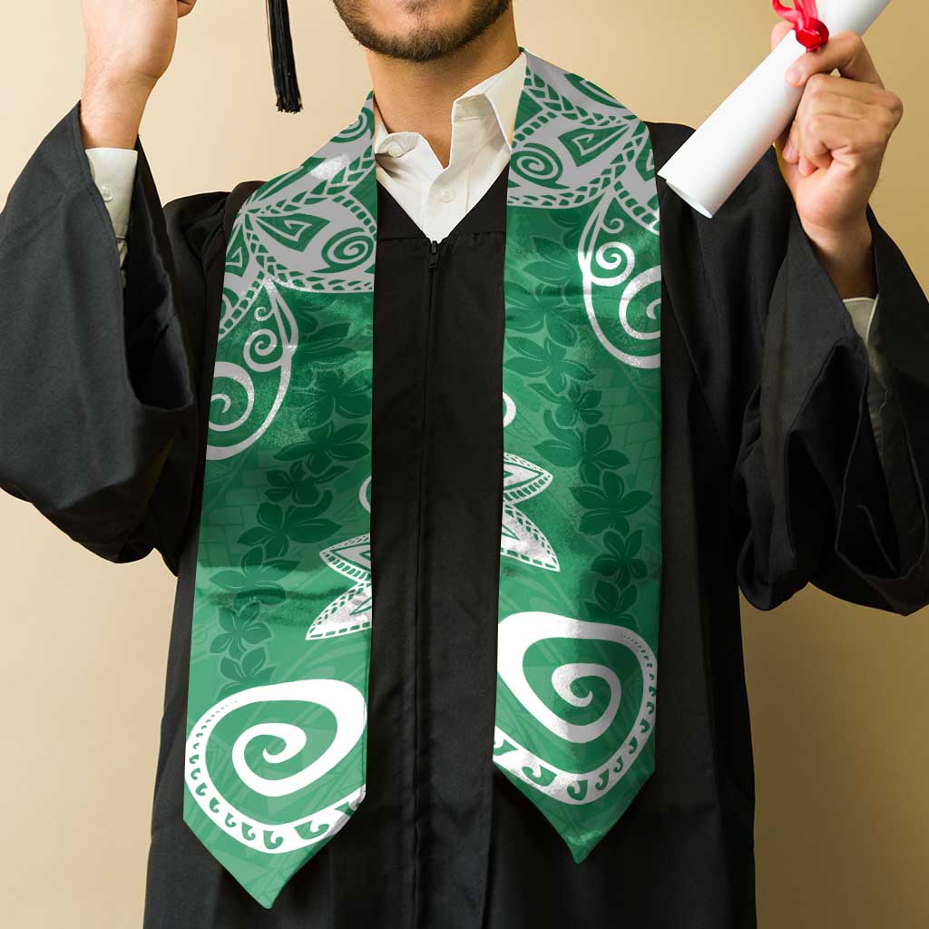 Polynesia Graduation Stole Green Floral Pattern LT05 - Polynesian Pride