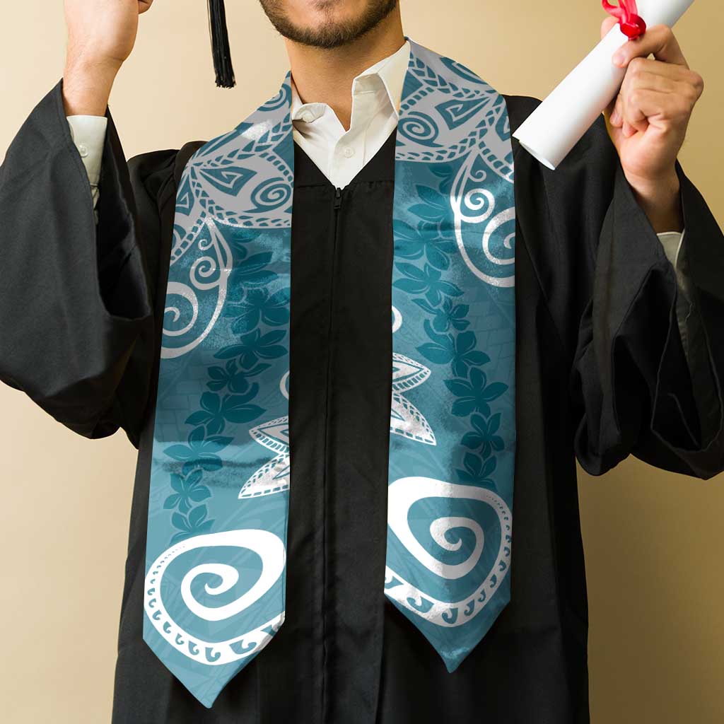 Polynesia Graduation Stole Hippie Blue Floral Pattern LT05 - Polynesian Pride