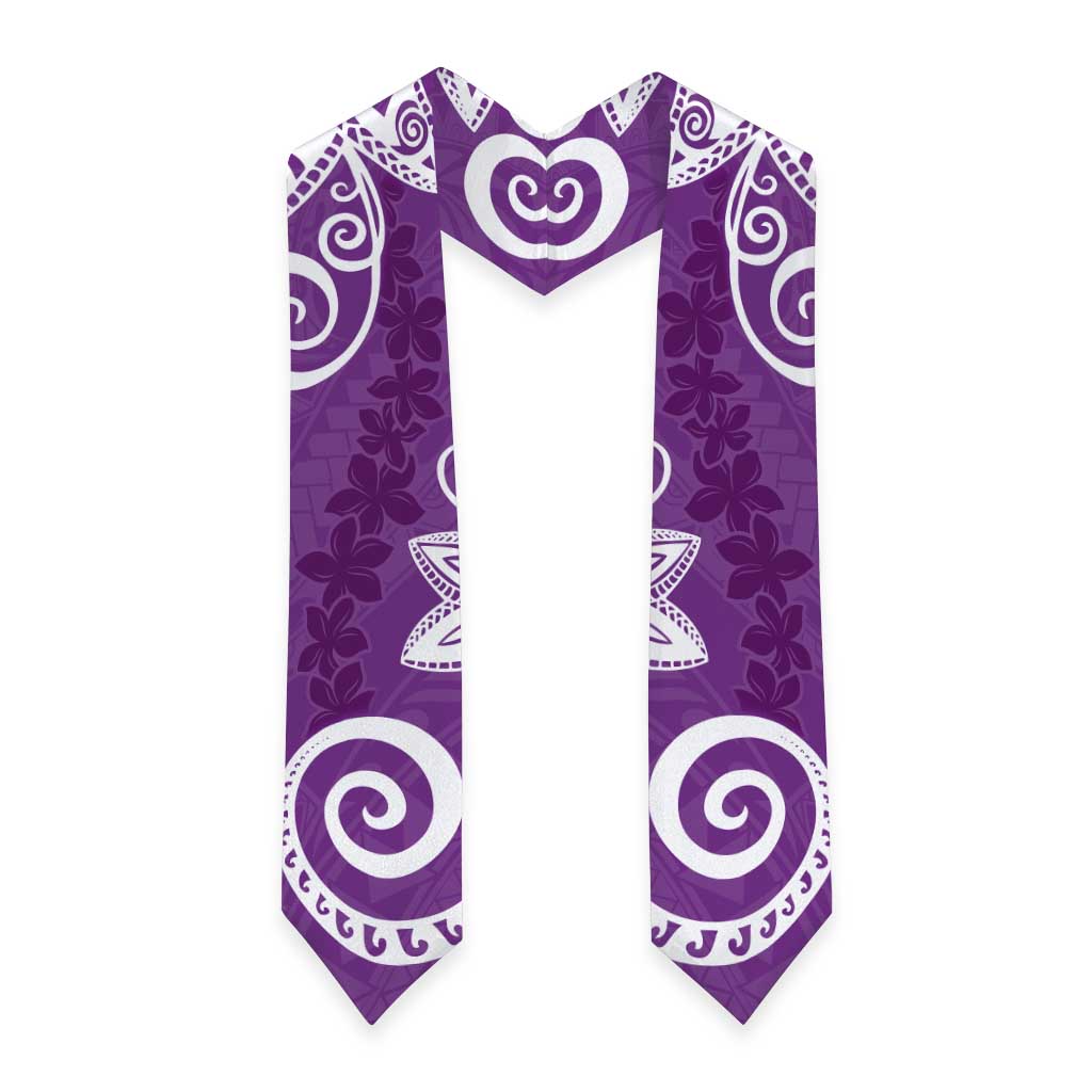 Polynesia Graduation Stole Purple Floral Pattern LT05 - Polynesian Pride