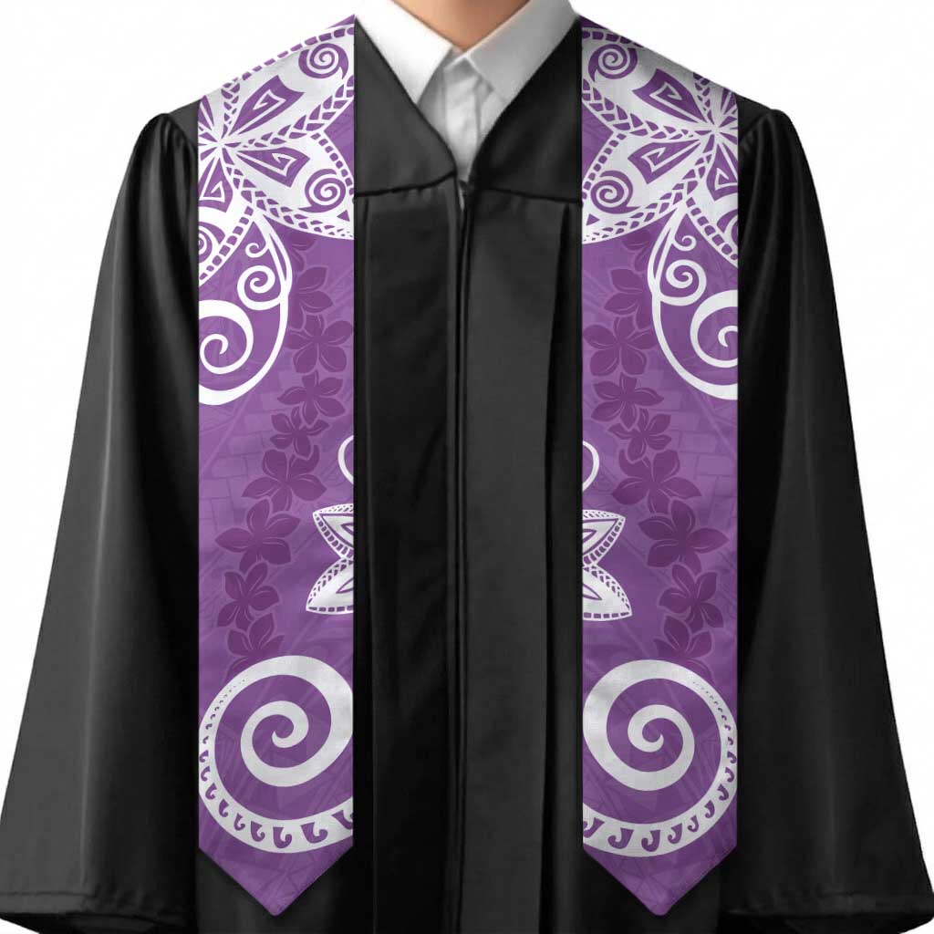 Polynesia Graduation Stole Purple Floral Pattern LT05 - Polynesian Pride