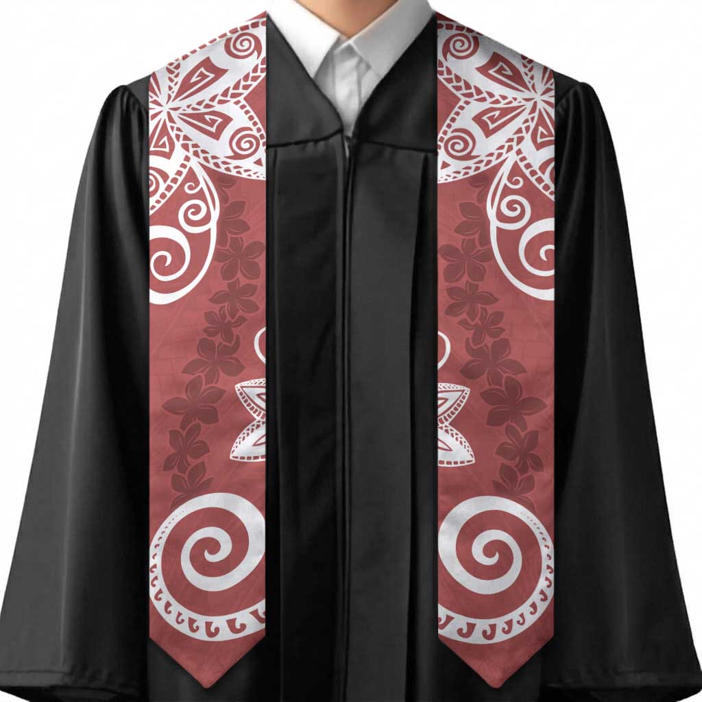 Polynesia Graduation Stole Red Floral Pattern LT05 - Polynesian Pride