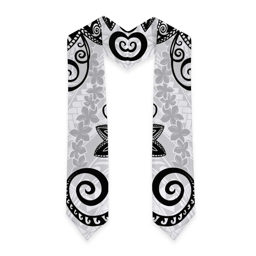 Polynesia Graduation Stole White Floral Pattern LT05 - Polynesian Pride