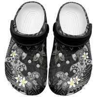 Polynesia Hammerhead Shark Clogs Shoes Tropical Flowers Tribal Pattern Black LT05 Black - Polynesian Pride