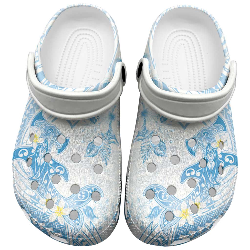 Polynesia Hammerhead Shark Clogs Shoes Tropical Flowers Tribal Pattern Blue LT05 Blue - Polynesian Pride