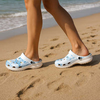 Polynesia Hammerhead Shark Clogs Shoes Tropical Flowers Tribal Pattern Blue LT05 - Polynesian Pride