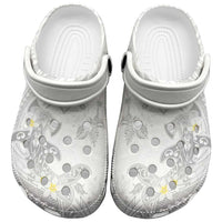Polynesia Hammerhead Shark Clogs Shoes Tropical Flowers Tribal Pattern White LT05 White - Polynesian Pride