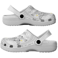 Polynesia Hammerhead Shark Clogs Shoes Tropical Flowers Tribal Pattern White LT05 - Polynesian Pride