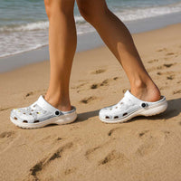 Polynesia Hammerhead Shark Clogs Shoes Tropical Flowers Tribal Pattern White LT05 - Polynesian Pride