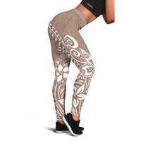 Polynesia Leggings Plumeria Beige Curves LT7 - Polynesian Pride