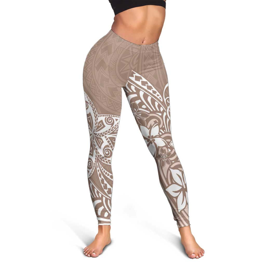 Polynesia Leggings Plumeria Beige Curves LT7 - Polynesian Pride