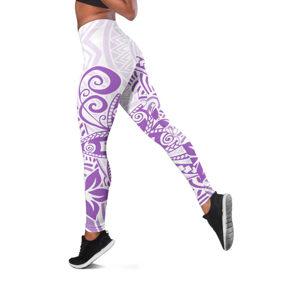 Polynesia Leggings Plumeria Lavender Curves LT7 Purple - Polynesian Pride