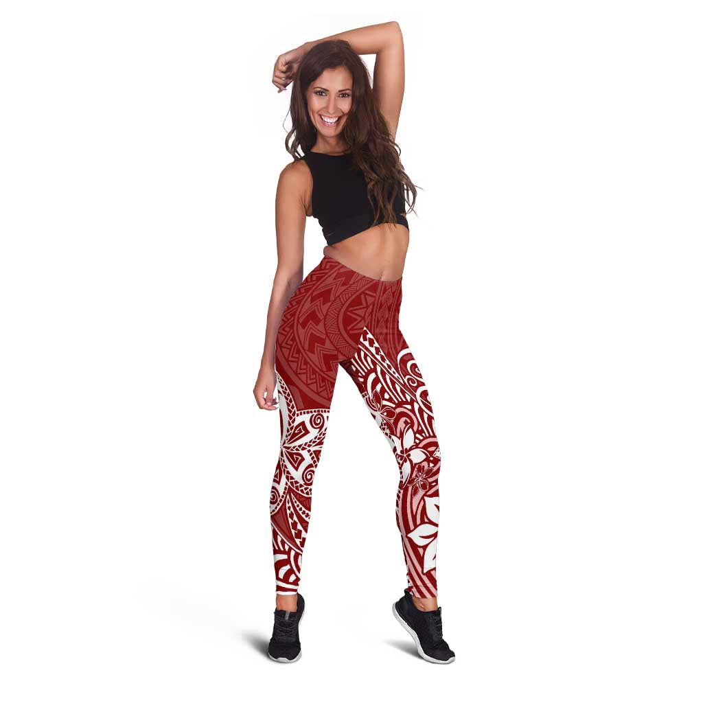 Polynesia Leggings Plumeria Red Curves LT7 - Polynesian Pride