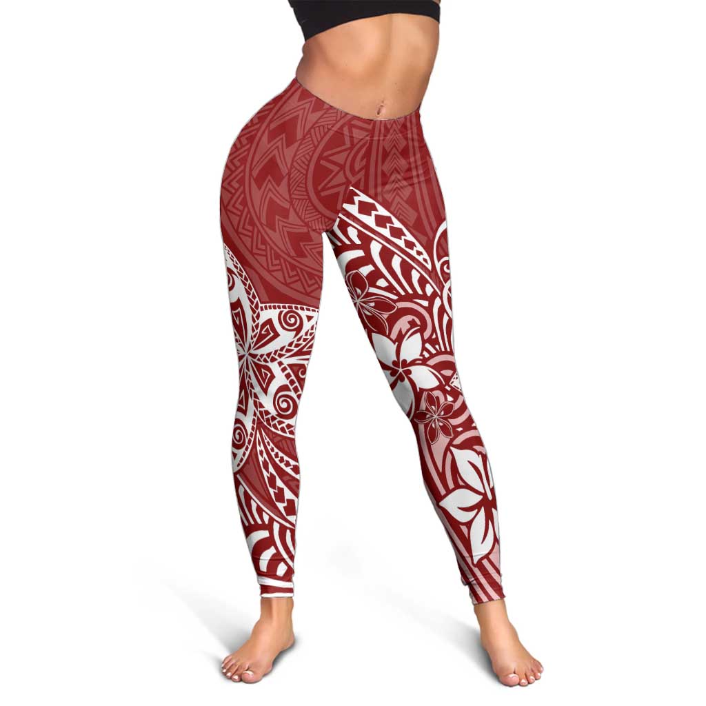 Polynesia Leggings Plumeria Red Curves LT7 - Polynesian Pride