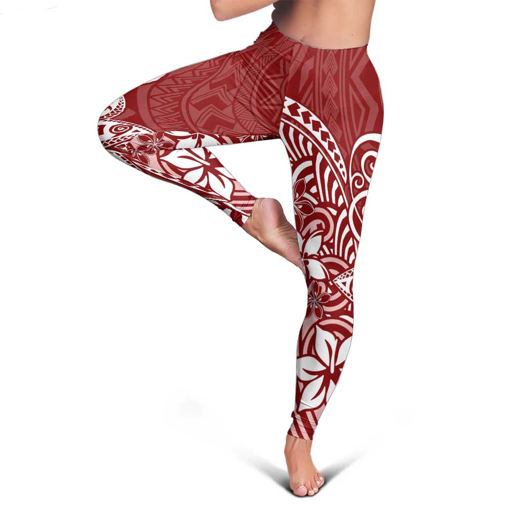 Polynesia Leggings Plumeria Red Curves LT7 - Polynesian Pride