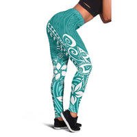 Polynesia Leggings Plumeria Teal Curves LT7 - Polynesian Pride