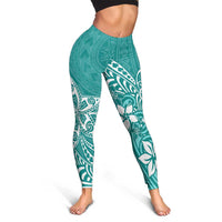 Polynesia Leggings Plumeria Teal Curves LT7 - Polynesian Pride
