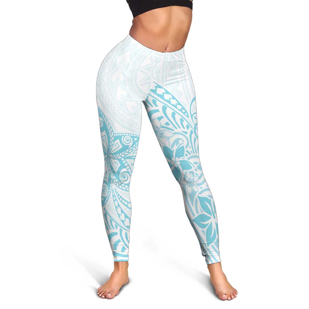 Polynesia Leggings Plumeria Turquoise Curves LT7 - Polynesian Pride