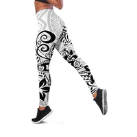 Polynesia Leggings Plumeria White Curves LT7 White - Polynesian Pride