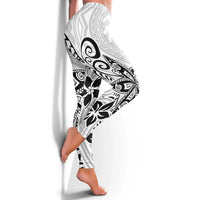 Polynesia Leggings Plumeria White Curves LT7 - Polynesian Pride