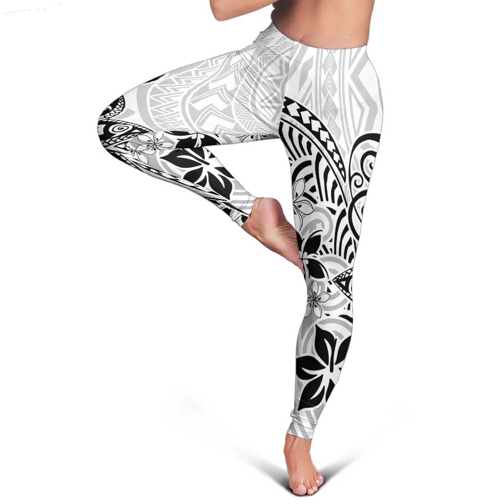 Polynesia Leggings Plumeria White Curves LT7 - Polynesian Pride