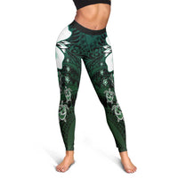 Polynesia Romantic Valentine Leggings Sea Turtle Couple With Aqua Gradient Plumeria LT05 - Polynesian Pride