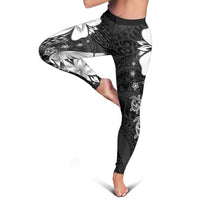 Polynesia Romantic Valentine Leggings Sea Turtle Couple With Black Plumeria LT05 - Polynesian Pride