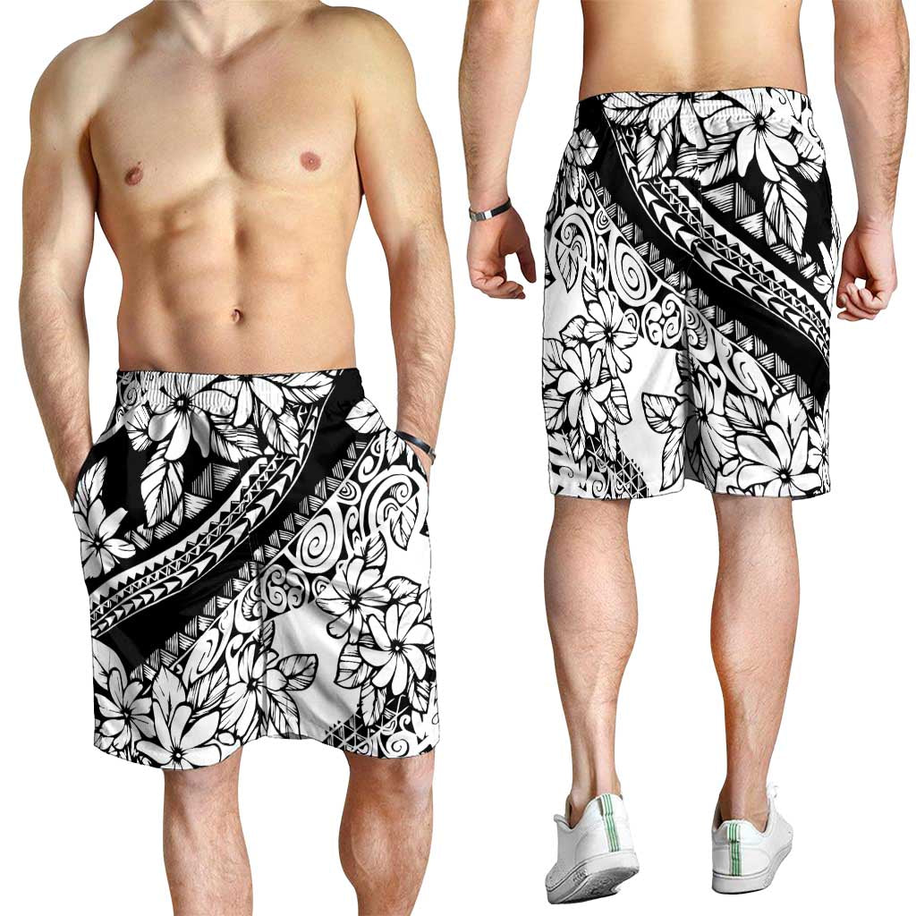 Polynesia Shorts for Men Polynesian Tropical Flowers Black Pastel Vibes - Polynesian Pride