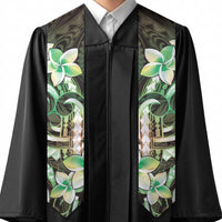 Polynesian Art Tattoo Graduation Stole Plumeria Flowers Green Gradient LT05 - Polynesian Pride