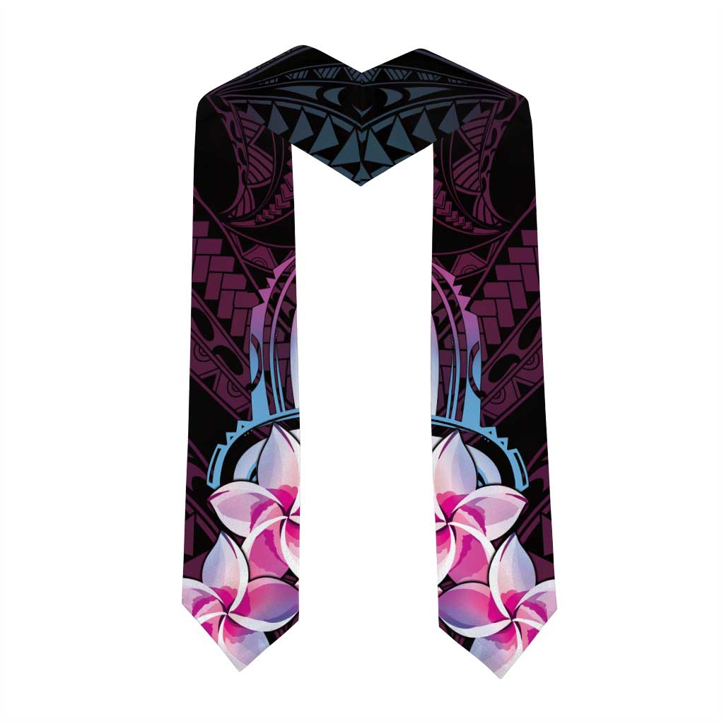 Polynesian Art Tattoo Graduation Stole Plumeria Flowers Pink Gradient LT05 - Polynesian Pride