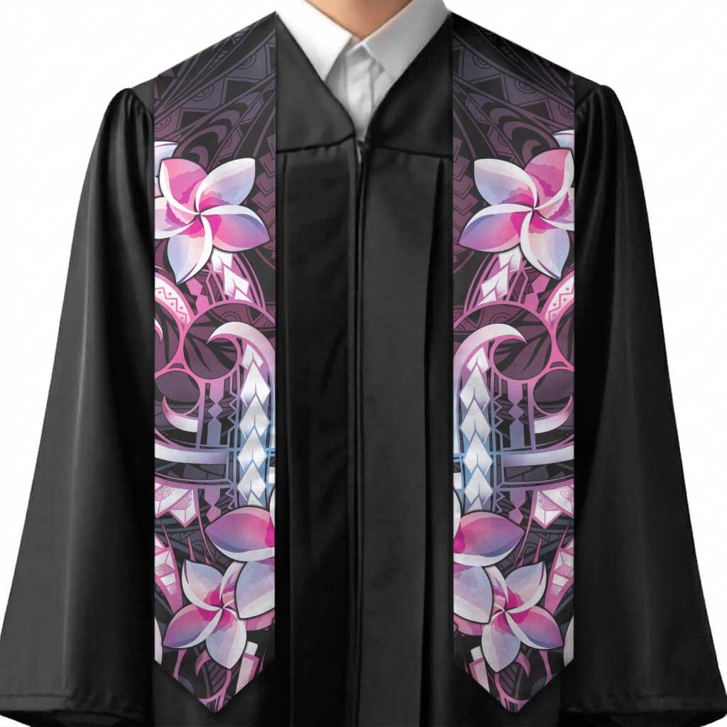 Polynesian Art Tattoo Graduation Stole Plumeria Flowers Pink Gradient LT05 - Polynesian Pride