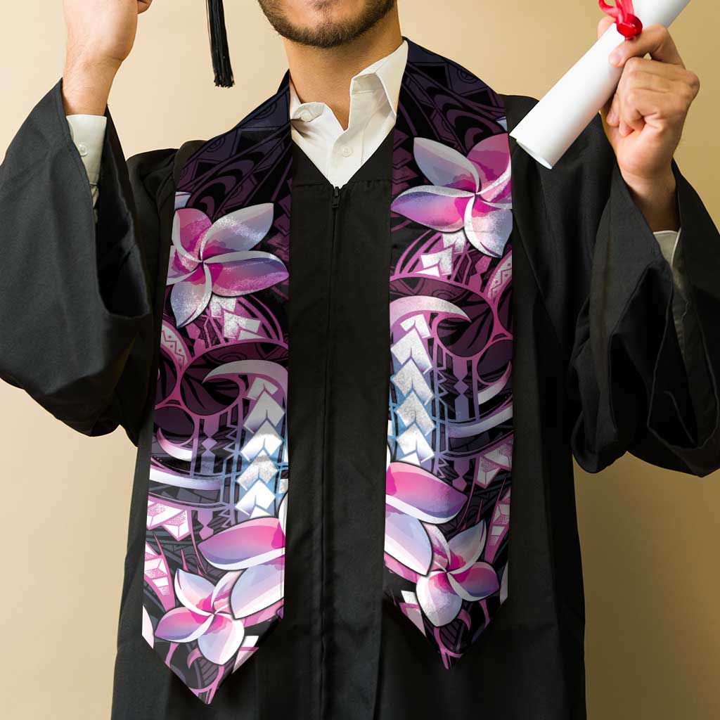 Polynesian Art Tattoo Graduation Stole Plumeria Flowers Pink Gradient LT05 - Polynesian Pride