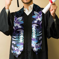 Polynesian Art Tattoo Graduation Stole Plumeria Flowers Turquoise Gradient LT05 - Polynesian Pride