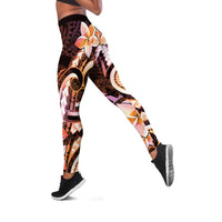 Polynesian Art Tattoo Leggings Plumeria Flowers Peach Gradient LT05 Peach - Polynesian Pride