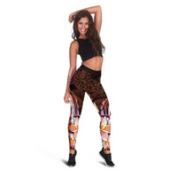 Polynesian Art Tattoo Leggings Plumeria Flowers Peach Gradient LT05 - Polynesian Pride