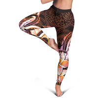 Polynesian Art Tattoo Leggings Plumeria Flowers Peach Gradient LT05 - Polynesian Pride