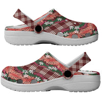 Polynesian Monstera Tiare Floral Clogs Shoes Burgundy Tropical Plaid - Polynesian Pride