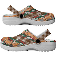 Polynesian Monstera Tiare Floral Clogs Shoes Chocolate Brown Tropical Plaid - Polynesian Pride