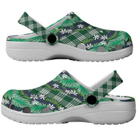 Polynesian Monstera Tiare Floral Clogs Shoes Forest Green Tropical Plaid - Polynesian Pride