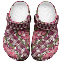 Polynesian Monstera Tiare Floral Clogs Shoes Fuchsia Tropical Plaid - Polynesian Pride