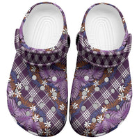 Polynesian Monstera Tiare Floral Clogs Shoes Lavender Tropical Plaid - Polynesian Pride