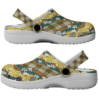 Polynesian Monstera Tiare Floral Clogs Shoes Yellow Tropical Plaid - Polynesian Pride