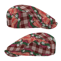 Polynesian Monstera Tiare Floral Jeff Hat Burgundy Tropical Plaid - Polynesian Pride