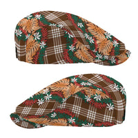 Polynesian Monstera Tiare Floral Jeff Hat Chocolate Brown Tropical Plaid - Polynesian Pride