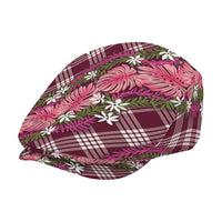 Polynesian Monstera Tiare Floral Jeff Hat Fuchsia Tropical Plaid - Polynesian Pride