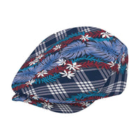 Polynesian Monstera Tiare Floral Jeff Hat Royal Blue Tropical Plaid - Polynesian Pride