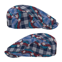 Polynesian Monstera Tiare Floral Jeff Hat Royal Blue Tropical Plaid - Polynesian Pride