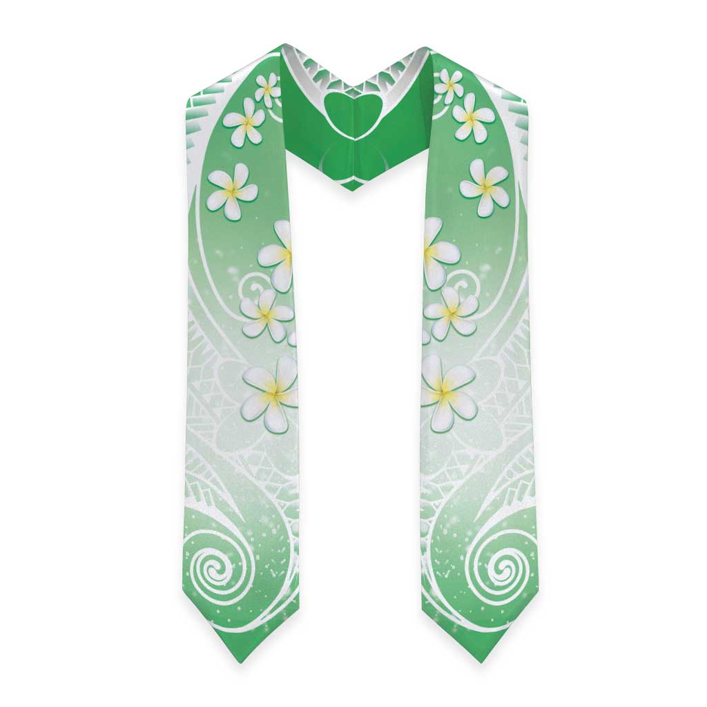 Polynesian Pattern Graduation Stole With Plumeria Green LT05 - Polynesian Pride