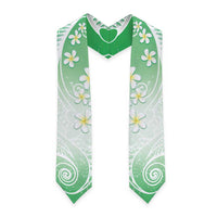 Polynesian Pattern Graduation Stole With Plumeria Green LT05 - Polynesian Pride