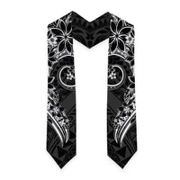 Polynesian Pattern With Plumeria Flowers Graduation Stole Black LT05 - Polynesian Pride